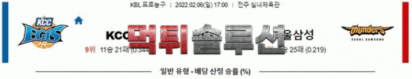 먹튀솔루션 2022년 02월 06일 전주KCC 서울삼성 경기분석 KBL 농구