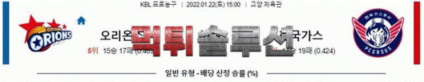 먹튀솔루션 2022년 01월 22일 고양오리온스 한국가스공사 경기분석 KBL 농구